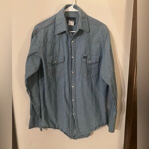Vintage Wrangler Pearl Snap Button Down Denim Shirt Sz M